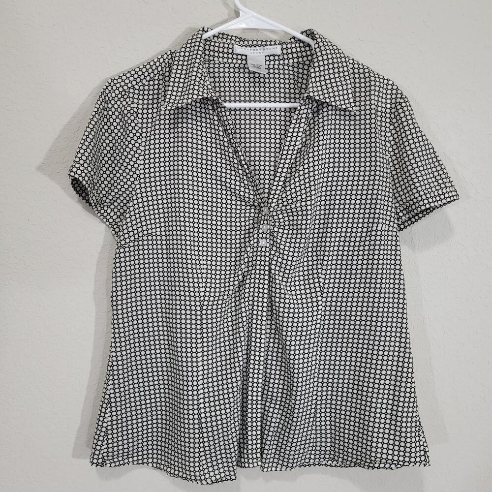 Geoffrey Beene Sport Top Women's L Short Sleeve Casual Shirt Cotton Summer